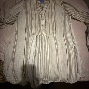 Pine Cone Hill Cream and Brown Striped Robe